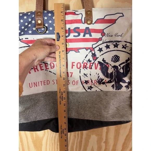 Myra Bag Freedom Forever 2017 USA CanvasHair Tote Large July 4th Americana - Picture 5 of 10
